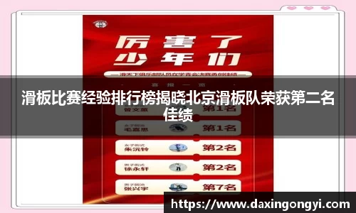 滑板比赛经验排行榜揭晓北京滑板队荣获第二名佳绩
